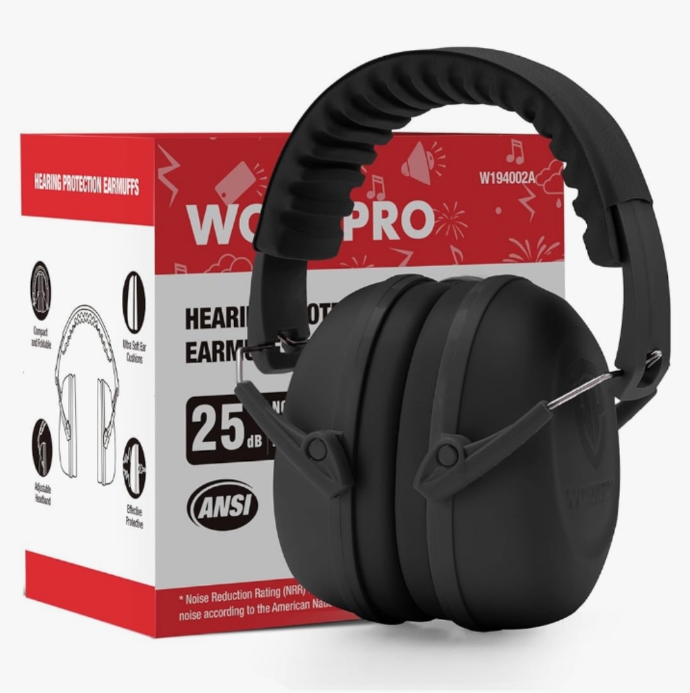 WorxPro Black Hearing Protection Earmuffs